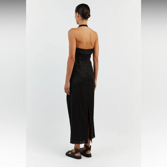 Dissh Black Asym Linen Midi Dress - Picture 3 of 5
